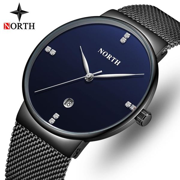 

wristwatches north watch men fashion quartz stainless steel casual watches waterproof business clock relogio masculino, Slivery;brown
