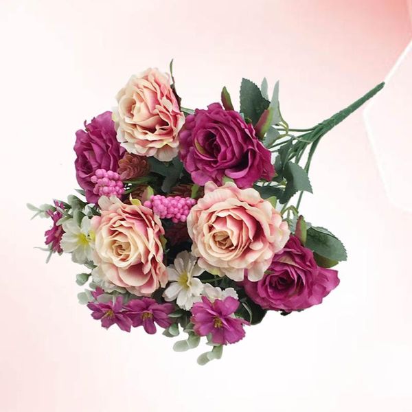 

artificial rose twelve piece lifelike rose flower decor for home wedding store (pink)