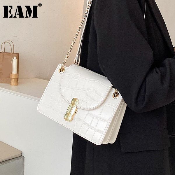 

cross body [eam] women square small chains pu leather flap personality all-match crossbody shoulder bag fashion tide 2021 18a2117
