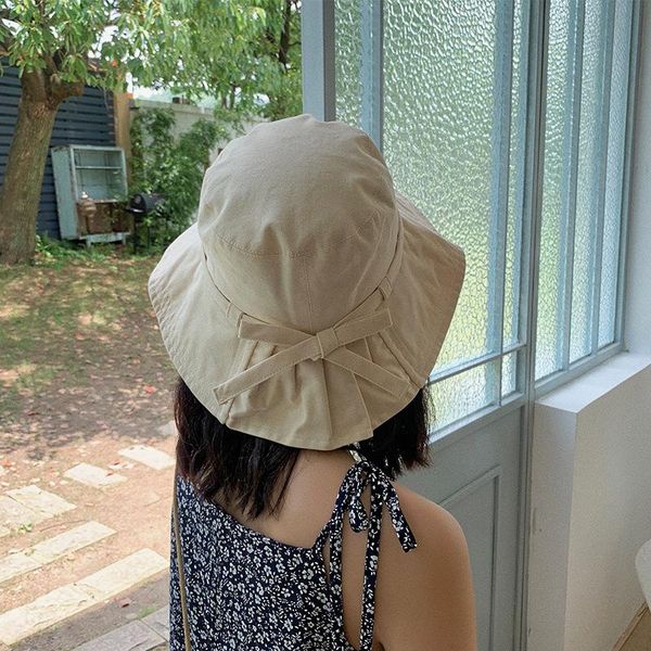

beanies yellow fisherman hat women's bowknot sun-proof fashion -looking little korean style trendy summer thin