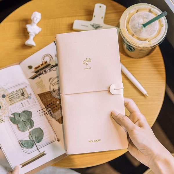 

notepads 2021 pu leather traveler notebook journal agenda planner organizer daily business notebooks for students office, Purple;pink