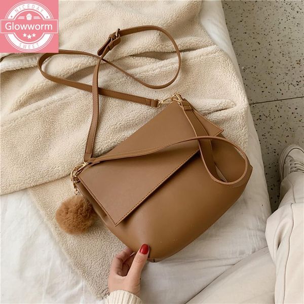 

cross body solid color leather shoulder bag 2021 ladies retro messenger designer luxury handbag wallet
