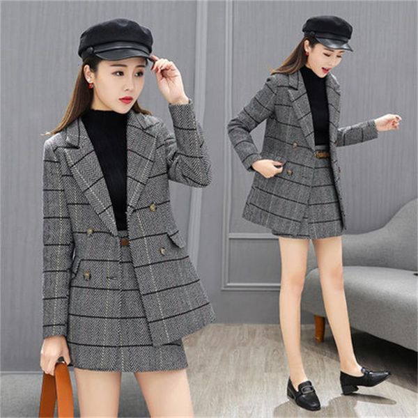 

spring 2021 fashion new winter women two-piece small korean perfumed wind suits skirt/ quality zcym, White;black