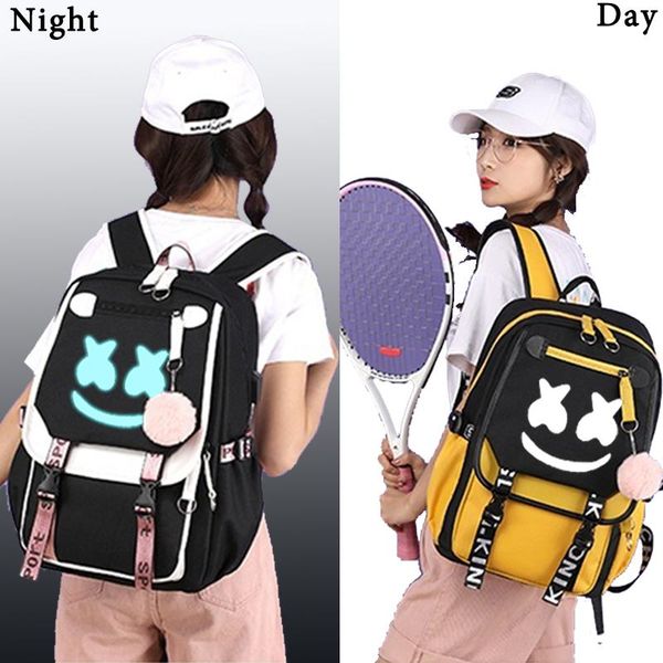 

backpack luminous dj man backpacks for students with ornaments back to school bags usb charging travel shoulders boys