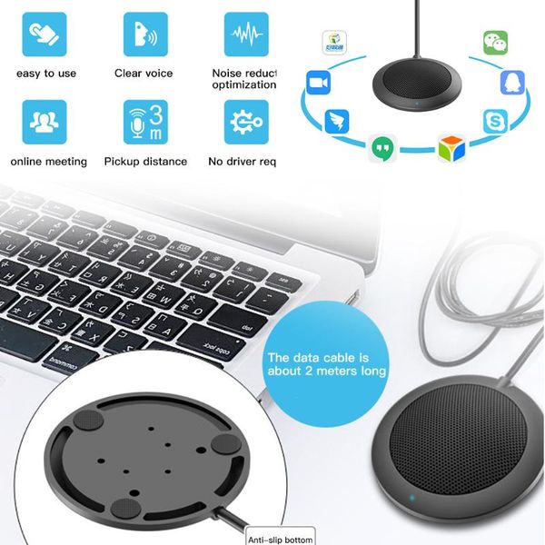 

usb omnidirectional pickup condenser microphone usb drive-plug and play high fidelity voice chat meeting microphone