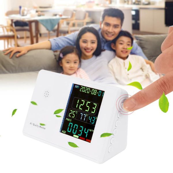 

gas analyzers formaldehyde particles for co2 pm2.5 alarm lcd display rechargeable office air quality monitor home standing temperature digit