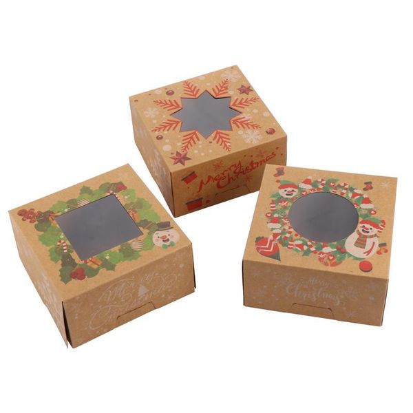 

gift wrap 12pcs merry christmas cookie boxes bakery food container cake with window