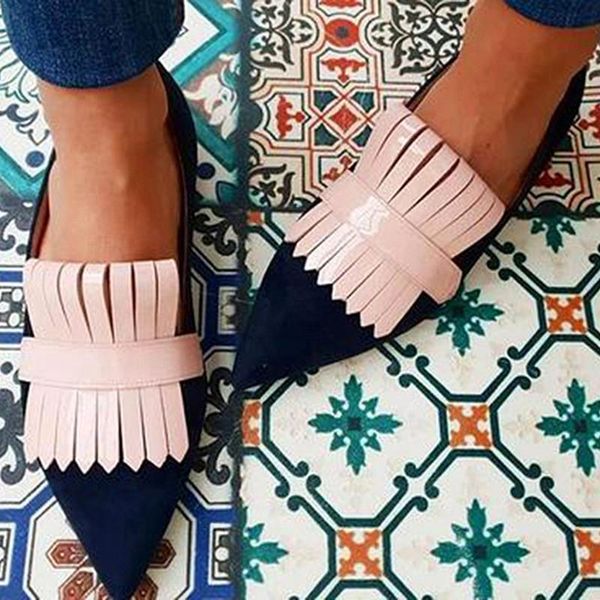 

dress shoes woman summer 2021 sandals basic with low square heels pointed toe package sweet slip-on narrow bandcolor matching, Black