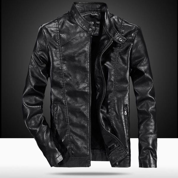 

men's fur & faux 2021 fashion stand collar chaquetas para moto hombre, Black