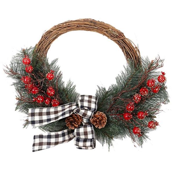 

christmas wreath hand crafted pine cone and faux berry 20 inch artificial wreath (half circle)