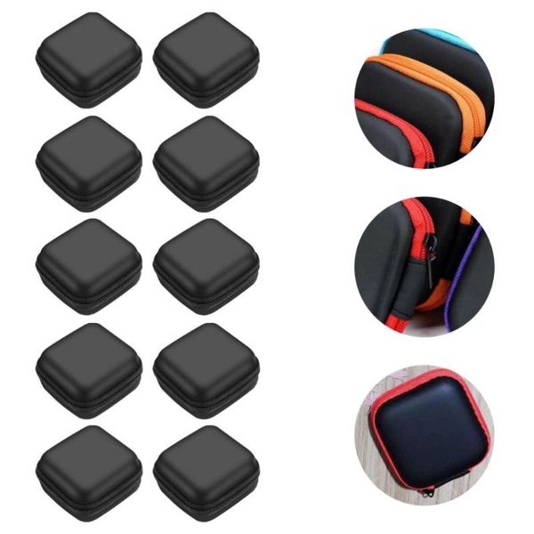 

storage bags 10pcs sturdy earphone box data cable bag for trip tour (random color)