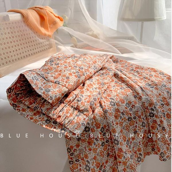 

empire retro chic fashion womens skirts soft chiffon summer vacation clothing floral korean femme skirt, Black