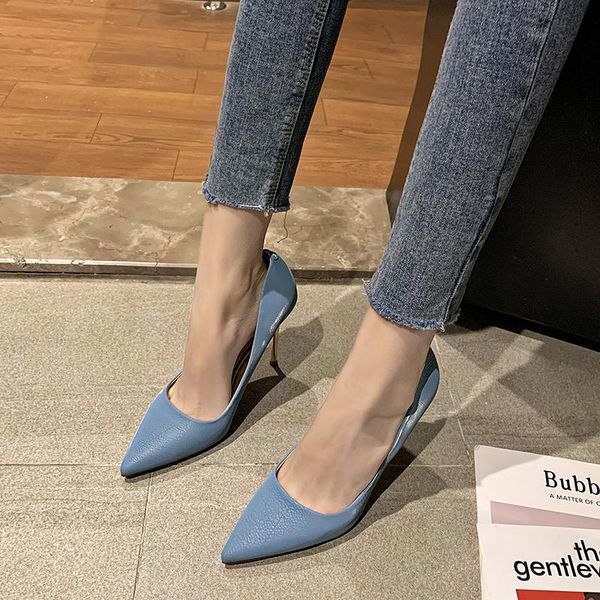 

dress shoes nightclub metal heels women super high party pointed toe pumps pu leather stiletto heel  cm, Black