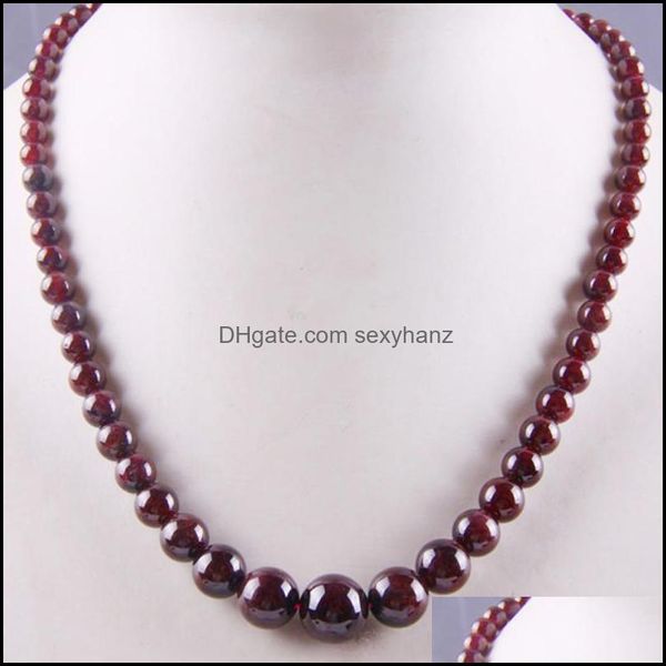 

necklaces & pendants natural garnet graduated round beads necklace 17 inch jewelry for gift f190 chains drop delivery 2021 wyx0n, Silver
