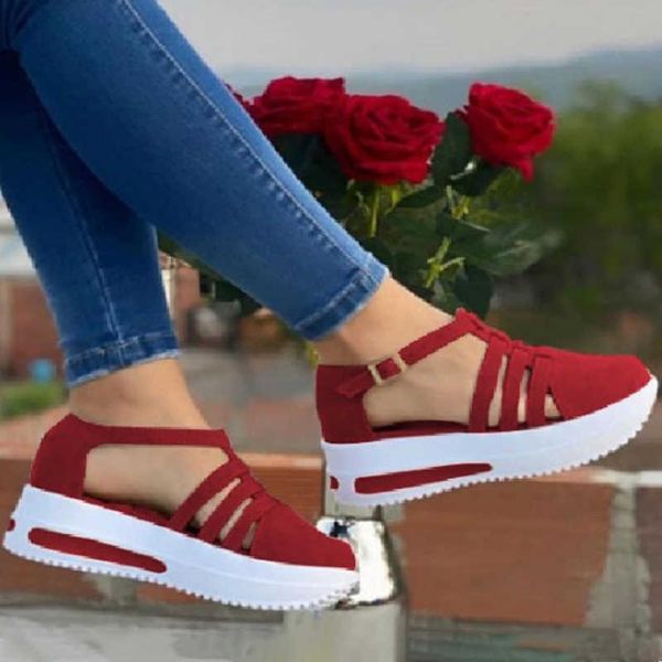 

vintage women sandals hollow out buckle strap platform shoes ladies chunky heels summer female footwear 2021 plus size 35-43 new y0721, Black