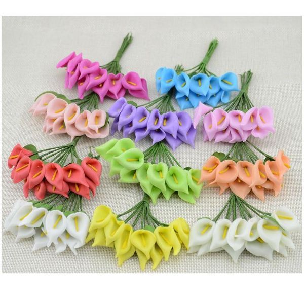 

12pcs mini foam calla handmake artificial flower bouquet wedding decoration diy wreath gift box scrapbooking craft fak jllcip