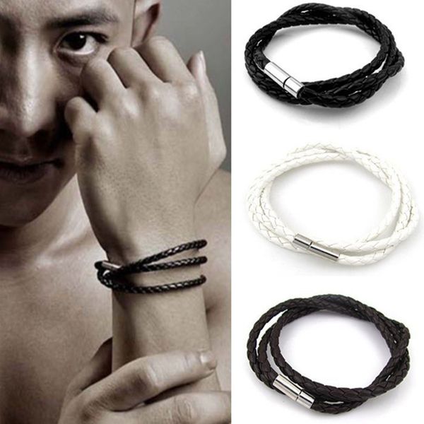 Atacado moda jóias multicamadas pulseira de couro homens casual personalidade cânhamo flor tecer pulseira punk coreia pulseiras para mulheres