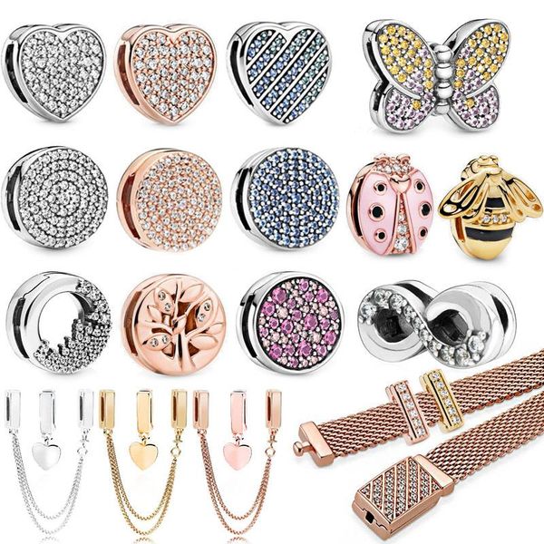 

other 925 sterling silver heart shape clip charms fit original bead charm me bracelets women diy jewelry pendants
