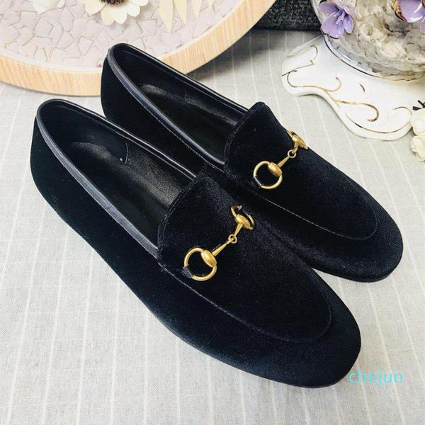 

classic women flat designer dress shoes cowhide metal buckle lady leather letter casual shoe mules men lazy loafers, Black