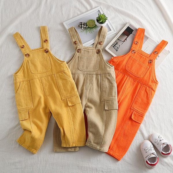

jumpsuits toddler girls casual korean pocket trousers for boy fashion autumn child pants baby boys overall 2021, Blue