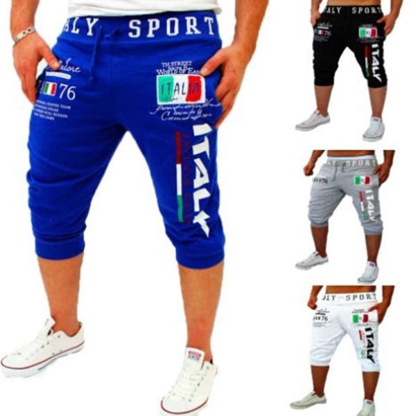 

popular men's italian print design casual sports pants dk07, Black