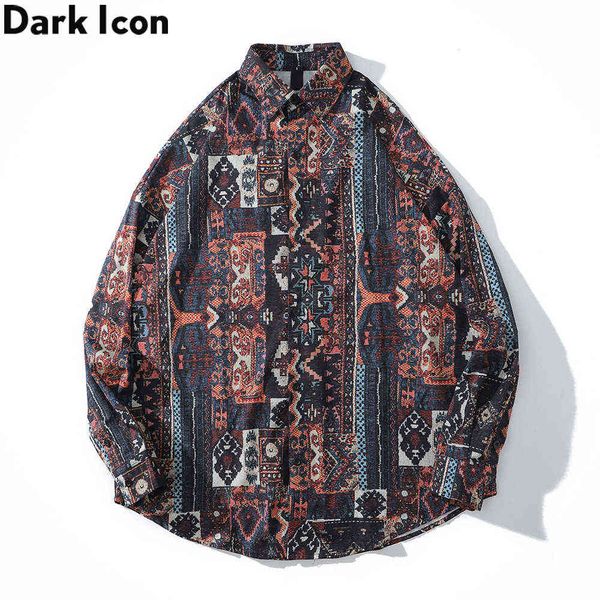 

full printed shirt men street fashion men's shirt long sleeve women blouse 210603, White;black