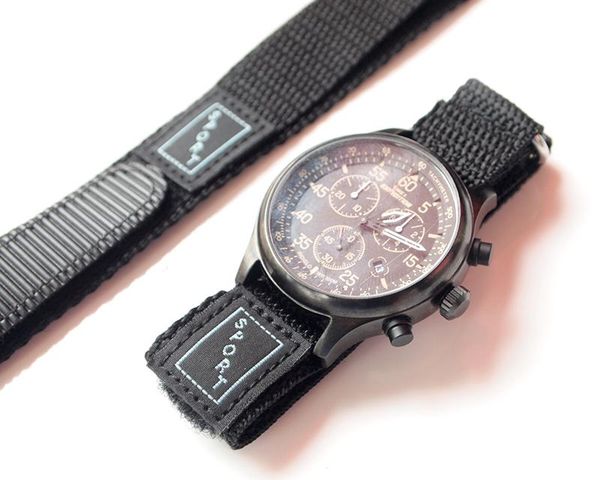 

watch bands 20mm velcrobands strap band nylon sport men, Black;brown