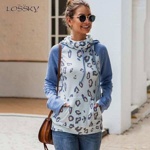 

lossky sweatshirt hoodies women autumn winter leopard printed slim fit clothes pockets ladies fall thick warm pullover 20191, Black