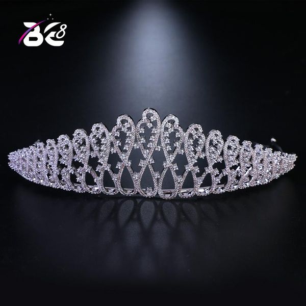 

hair clips & barrettes be 8 royal sparkling zirconia brides tiaras crown crystal bridal headpiece wedding accessories h076, Golden;silver