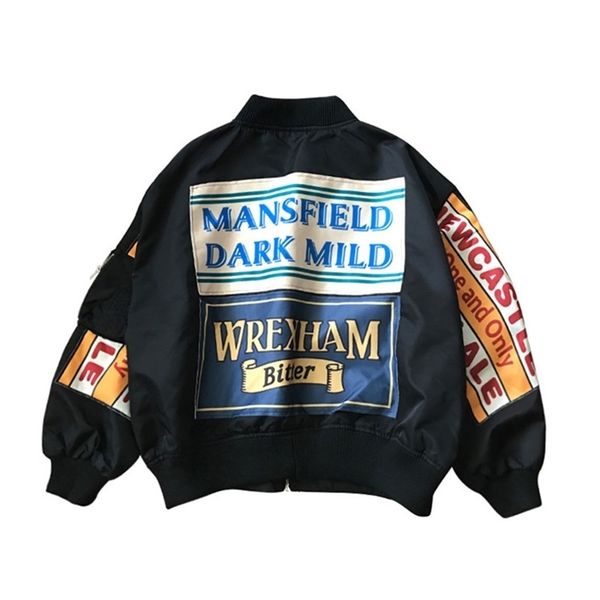 

spring jacket women windbreaker coat patch designs harajuku loose bomber streetwear casual basic coat oversize short jacket 211027, Black;brown