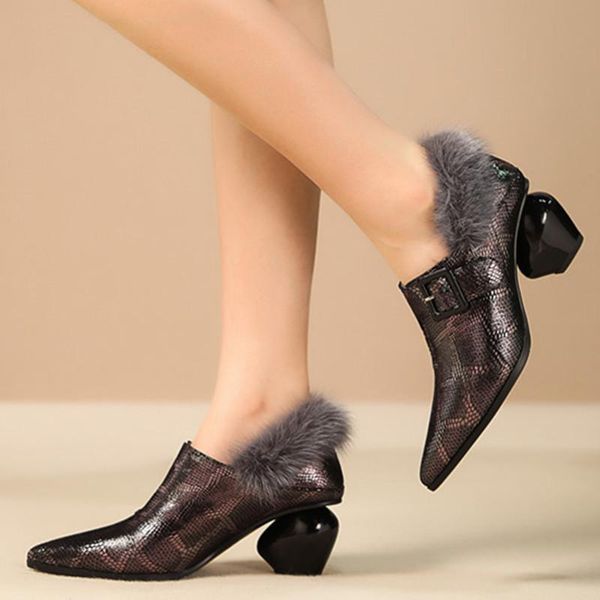 

dress shoes dilalula rome women genuine leather party office autumn winter warm metal decoration high heels woman ankle boots, Black