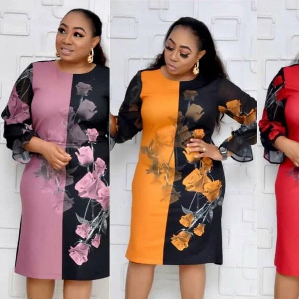 

african mother fashion dress 3xl large size print splice vintage dress red yellow purple pink drop shipping, Black;gray