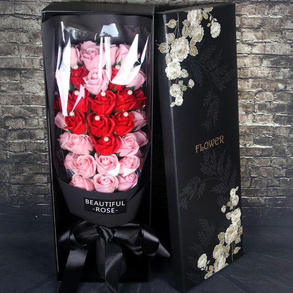 Fiori di sapone con confezione regalo Bouquet da sposa Design per feste in casa Ringraziamento Regali di Natale Rose per ragazze, mogli e ragazze