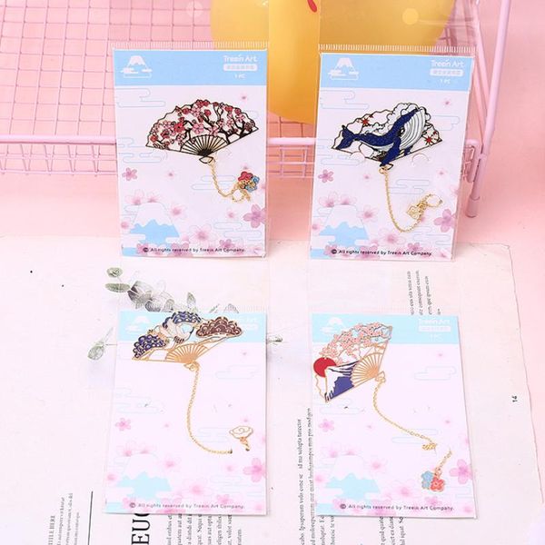 

bookmark 1pc kawaii sakura blue whale pendant cute metal pattern book mark page folder decor office school supplies stationery