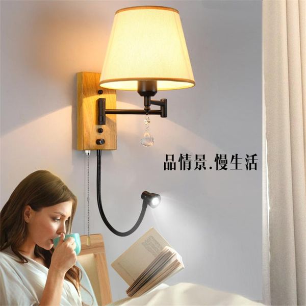 

wall lamp study bedroom dimming lamps rotating tube led bedside reading sconces lights dual-control switch usb charging fixtures