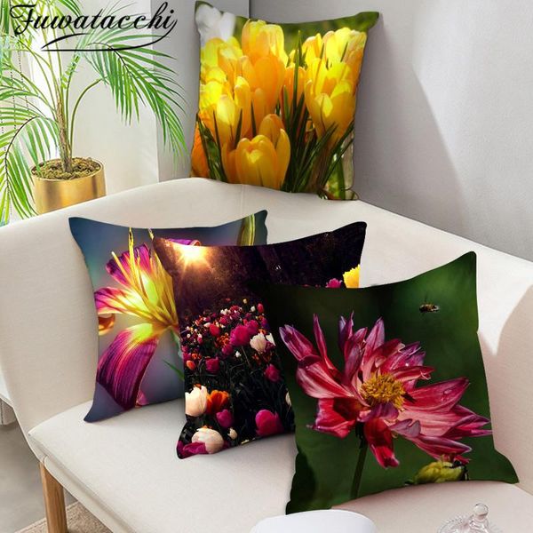 

cushion/decorative pillow fuwatacchi flower cushion cover tulip carnation sunflower rose for home sofa bed chair car decorative pillows 45*4
