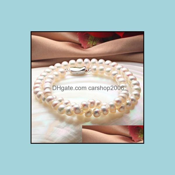 

beaded necklaces & pendants jewelry wholesale 8-9 mm oval white natural freshwater pearl necklace 925 sier clasp drop delivery 2021 rbxg2, Silver