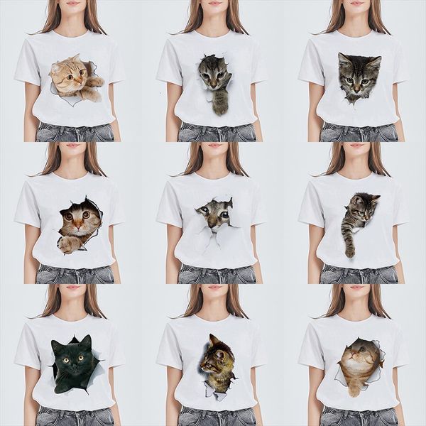 

female short sleeve and mens womens cat trendy femme women beautiful casual plus size, White;black