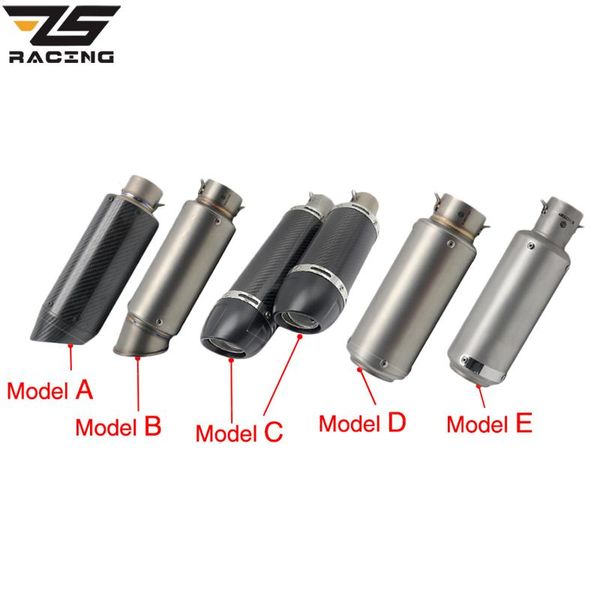 

motorcycle exhaust system zs racing 51mm muffler sc gp escape mufflers carbon fiber pipe for z1000 z750 z800 ninja250