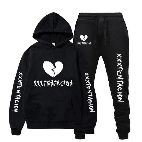 

new love printing suit men's and wo fashion spring autumn hooded top, Black