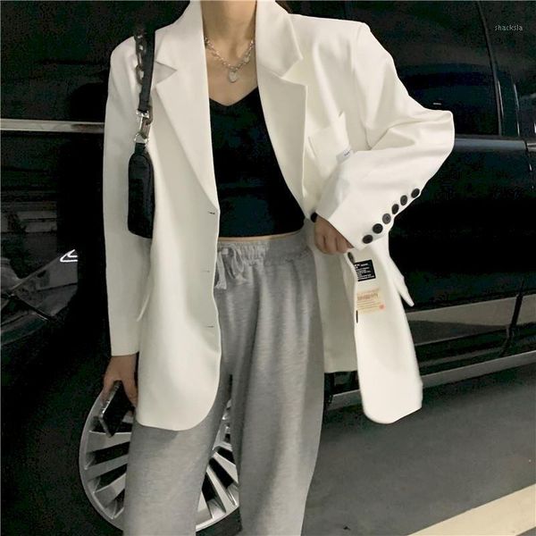 

autumn design casual blazer women jacket female loose sweet cool ashtray gray temperament ladies plus size clothing, White;black