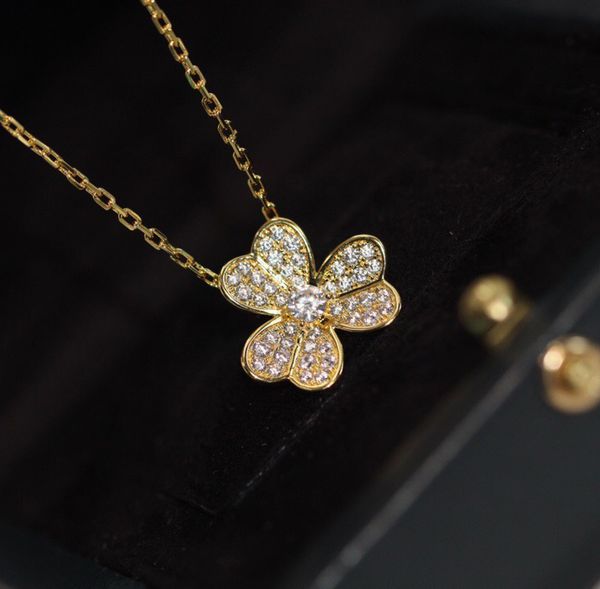 

v gold material no fade no change color flower with diamond women punk necklace wedding jewelry gift ps3440, Silver