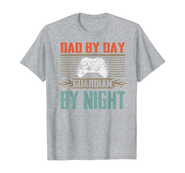 

mens dad by day guardian by night gamer gaming fathers day gift t-shirt, White;black