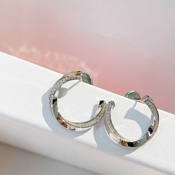 

brand pure 925 sterling silver earrings circle round full diamond stud earrings white gold pink gold luxury quality jewelry, Golden