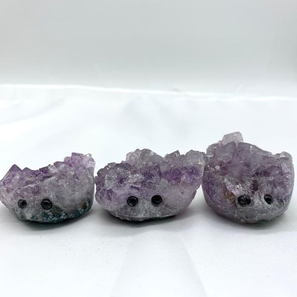 

decorative objects & figurines cute natural amethyst crystal cluster hedgehog ornaments hand carved stones purification gifts healing