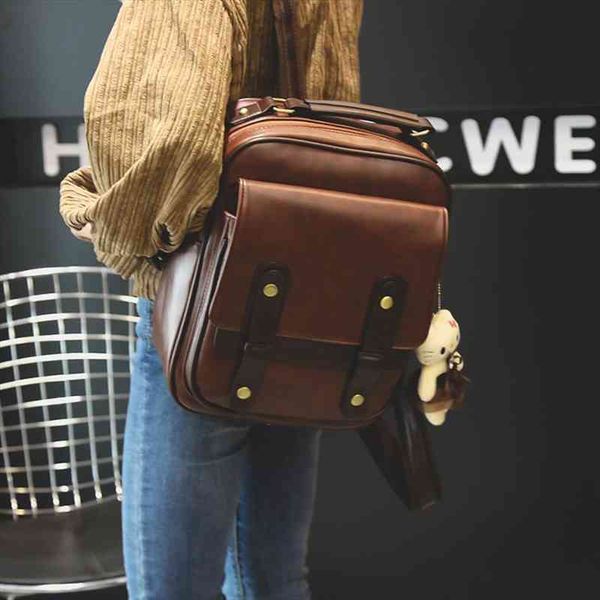 

women backpack lady brand backpacks teenager girl leather knapsack 14 inch computer bag retro student school travel rucksack