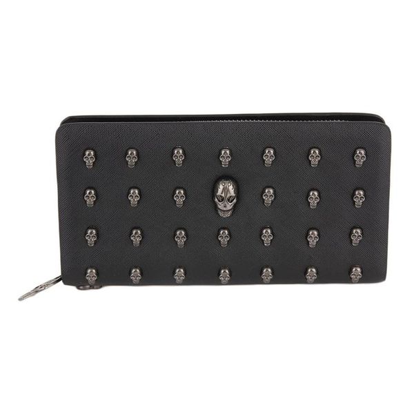 

fashion design women fashion pu leather skull wallet party clutch bag for carrying money card handbag carteira feminina, Red;black