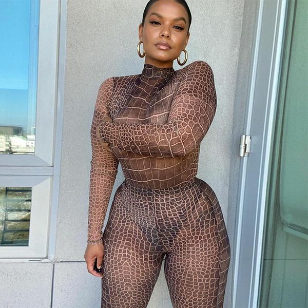 

women's two piece pants women long sleeve bodysuit + party clubwear matching sets plaid mesh see through skinny outfits, White