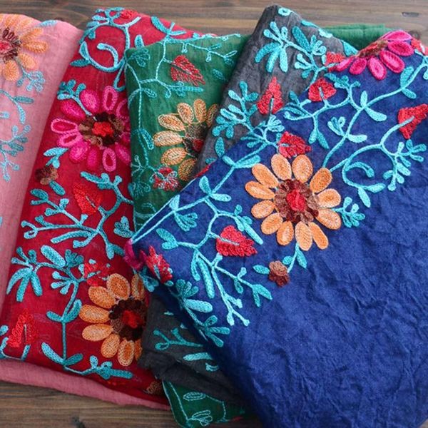 

scarves ly fashion women scarf cotton flowers embroidery summer beach sunscreen shawls winter keep warm ladies girls vk-, Blue;gray