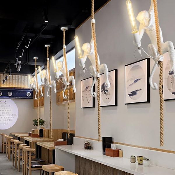 

pendant lamps nordic creative twine monkey lights retro industrial style cafe bar lamp store decoration hanging lighting led